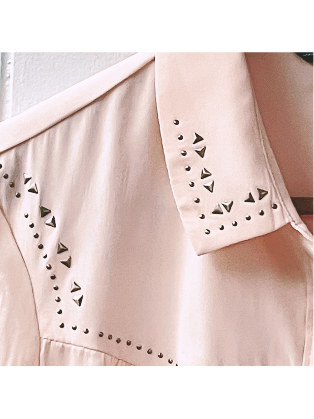 American Eagle Outfitters Western Studded Peach Blouse LARGE Autumn Transition - Picture 2 of 8